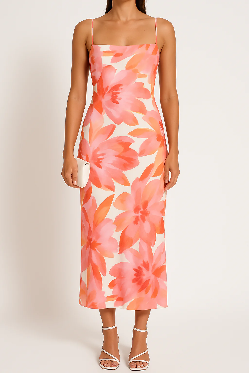 Women's Bodycon Dress – Slim Fit – Spaghetti Straps – Floral Print – Long Dress - Image 9
