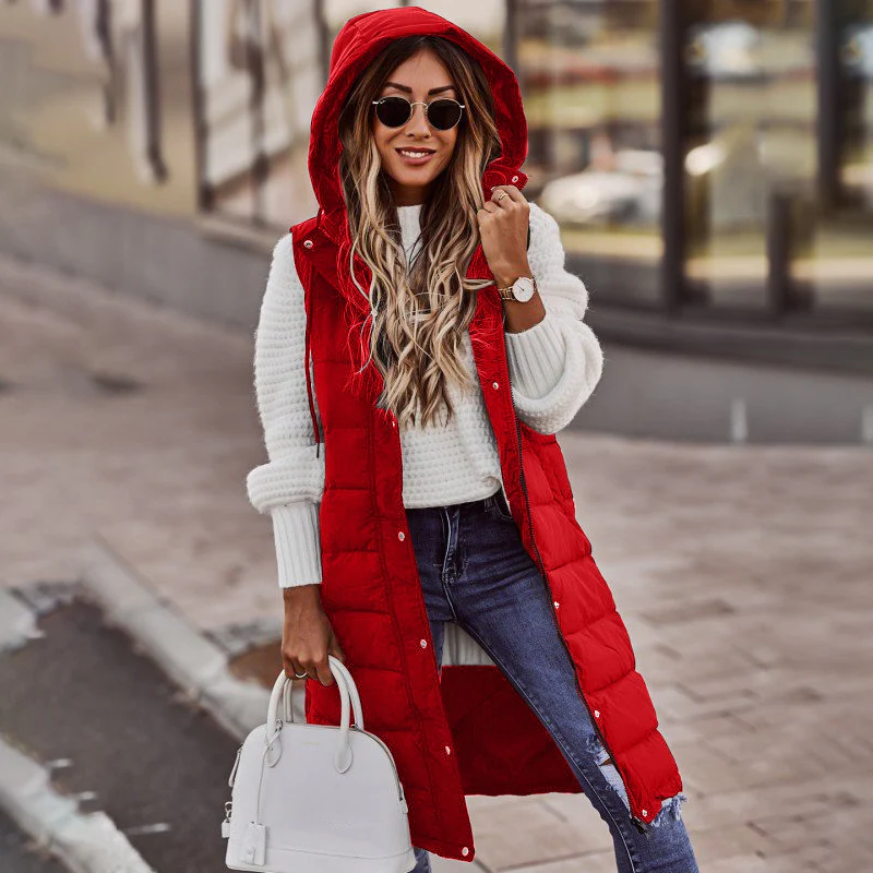 Women's Bodywarmer – Oversized Fit – Quilted and Lined – With Hood - Image 4