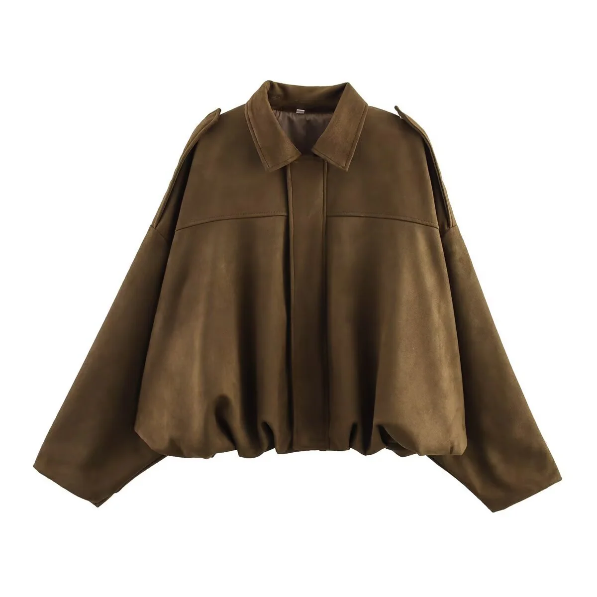 Women's bomber jacket – Oversized fit – Soft touch – Turn-down collar – Epaulettes - Image 2