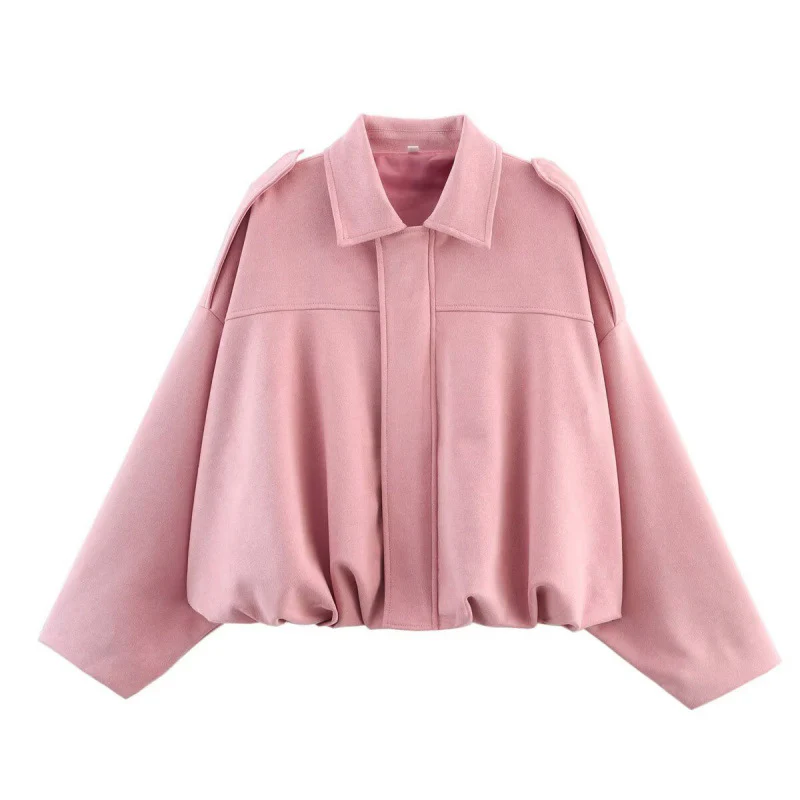 Women's bomber jacket – Oversized fit – Soft touch – Turn-down collar – Epaulettes - Image 4