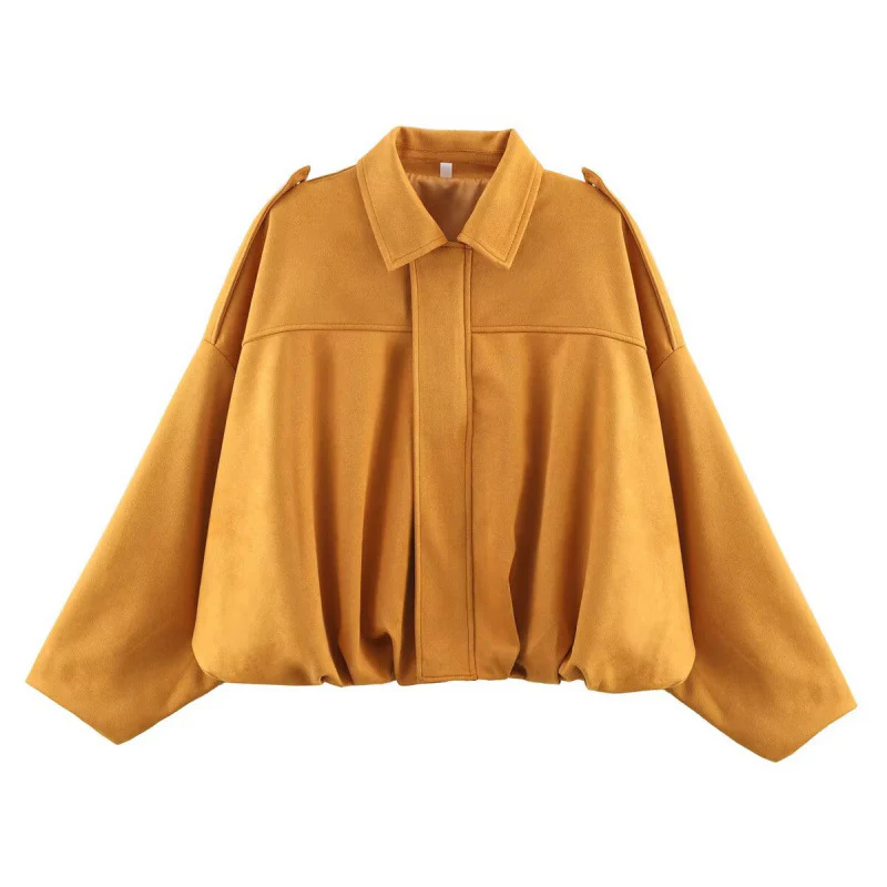 Women's bomber jacket – Oversized fit – Soft touch – Turn-down collar – Epaulettes - Image 5