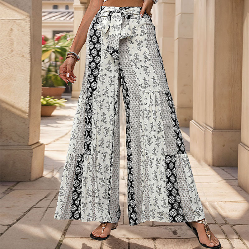 Women's Pants – Boho Patchwork – Wide Legs – High Waist – Breathable Comfort - Image 5