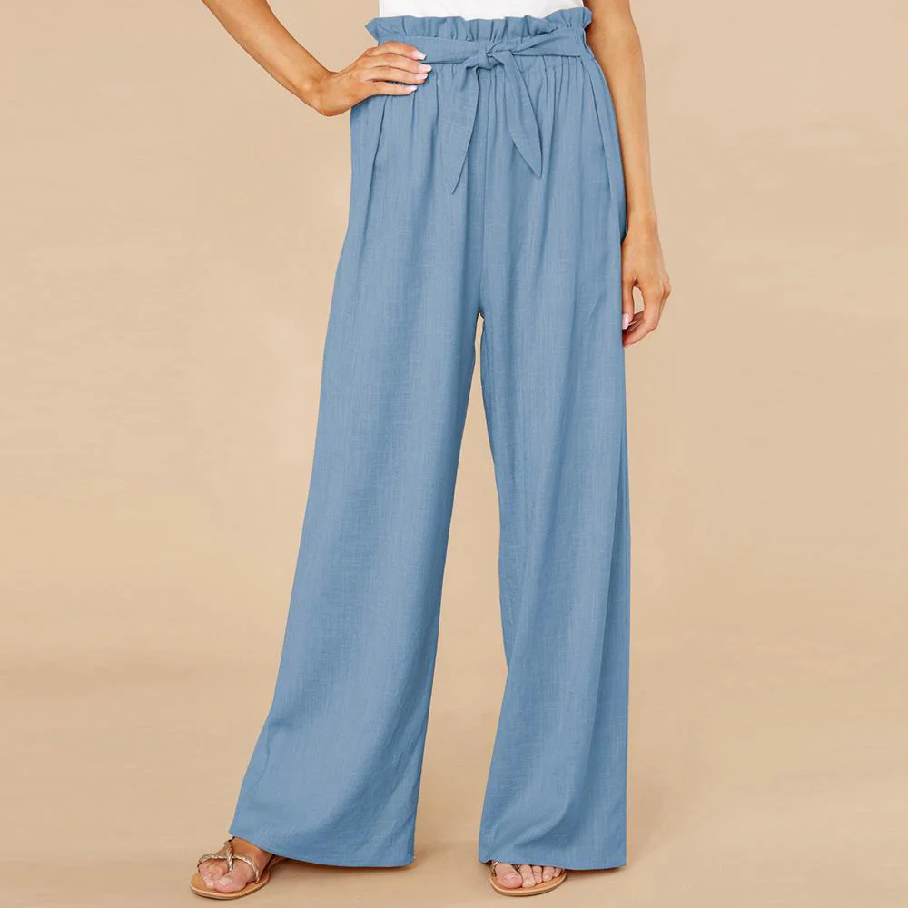 Women's Pants – High Waist – Wide Legs – Elastic Waistband – Breathable Fabric - Image 2