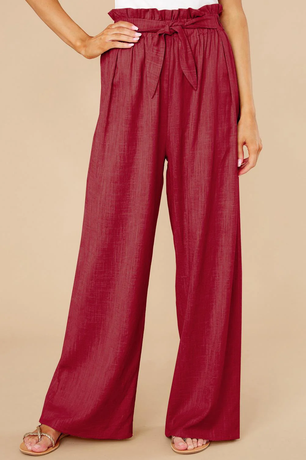 Women's Pants – High Waist – Wide Legs – Elastic Waistband – Breathable Fabric - Image 3