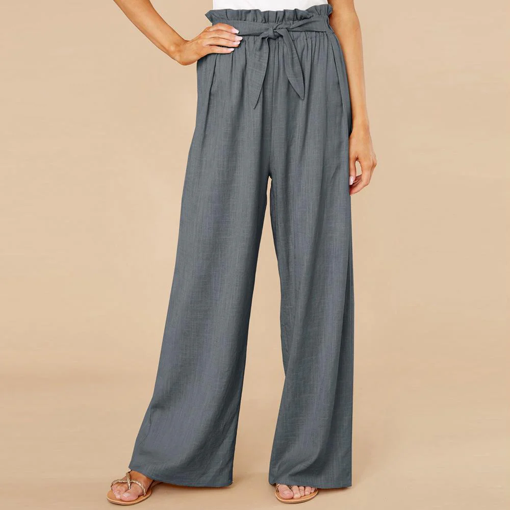 Women's Pants – High Waist – Wide Legs – Elastic Waistband – Breathable Fabric - Image 5