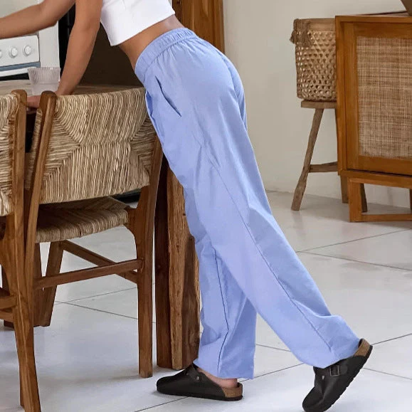 Women's Pants – High Waist – Wide Legs – Lightweight Breathable – With Pleats - Image 4