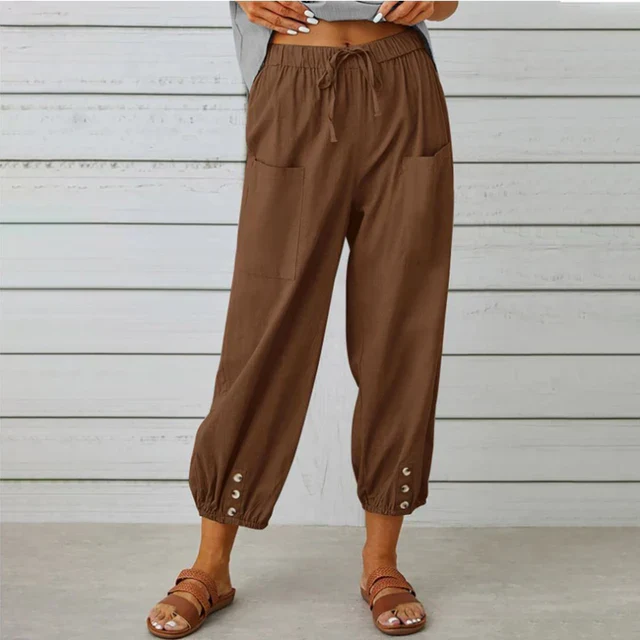 Women's Pants – Loose Fit – Breathable Fabric – Elastic Waist – Ankle Height - Image 10
