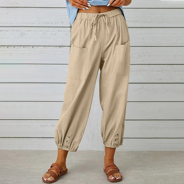 Women's Pants – Loose Fit – Breathable Fabric – Elastic Waist – Ankle Height - Image 5