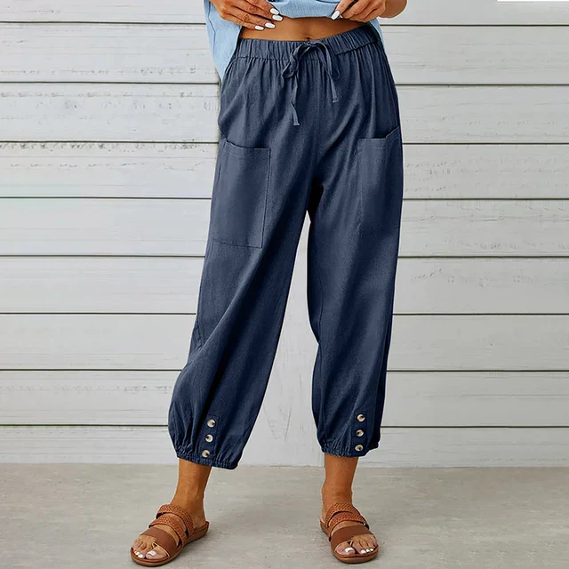 Women's Pants – Loose Fit – Breathable Fabric – Elastic Waist – Ankle Height - Image 8