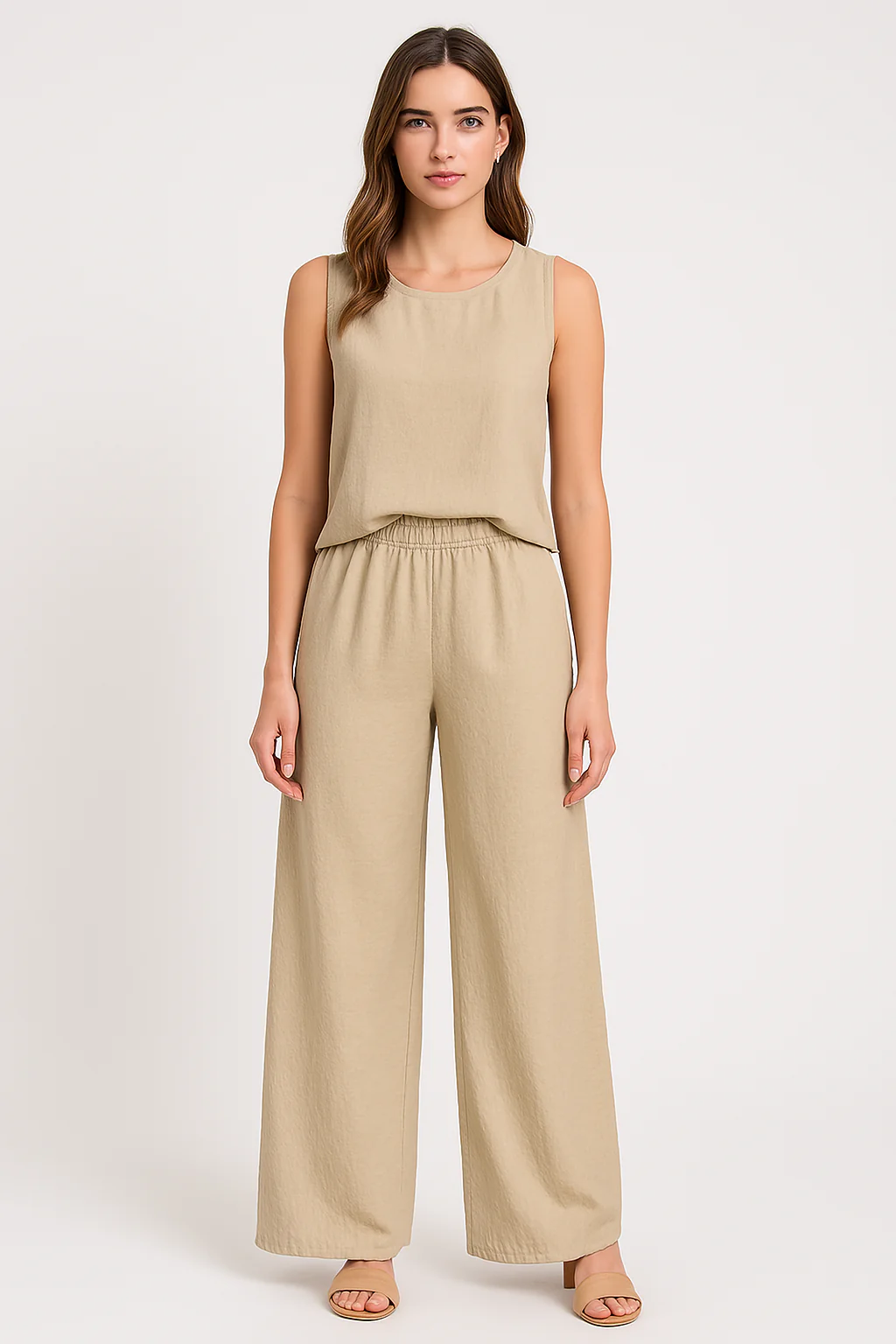 Ladies Pants – Wide Leg – High Waist – Front Pleat – Breathable Linen Cotton - Image 10