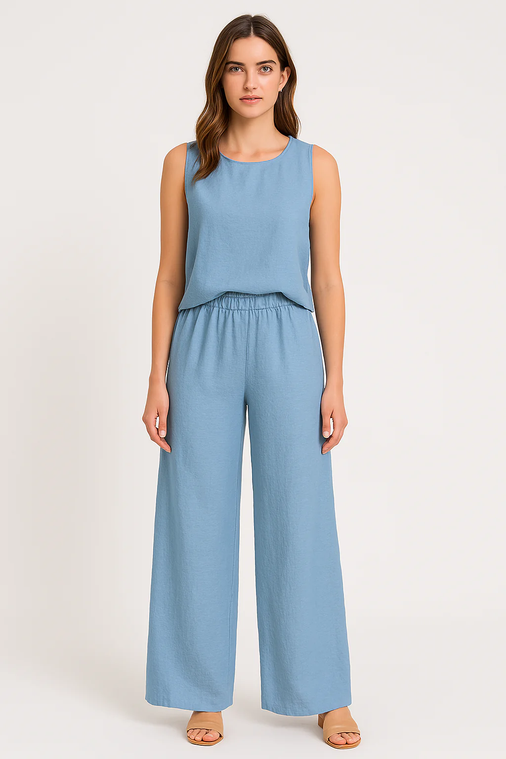 Ladies Pants – Wide Leg – High Waist – Front Pleat – Breathable Linen Cotton - Image 8