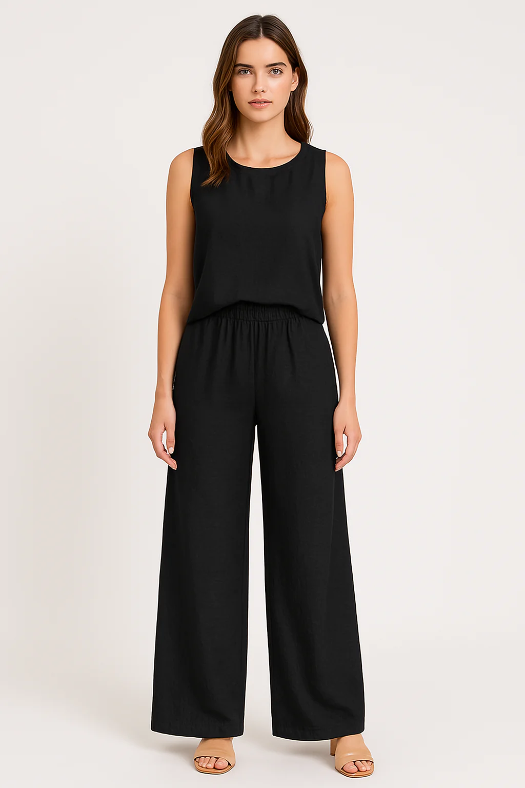 Ladies Pants – Wide Leg – High Waist – Front Pleat – Breathable Linen Cotton - Image 9