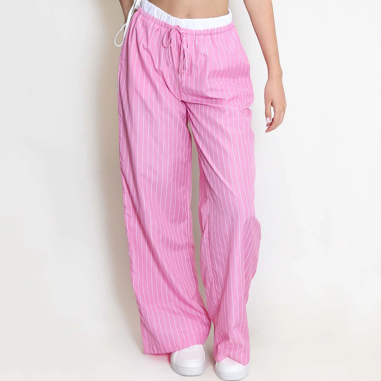 Ladies Pants – Wide Legs – Breathable Material – Drawstring Waist – With Pockets - Image 2