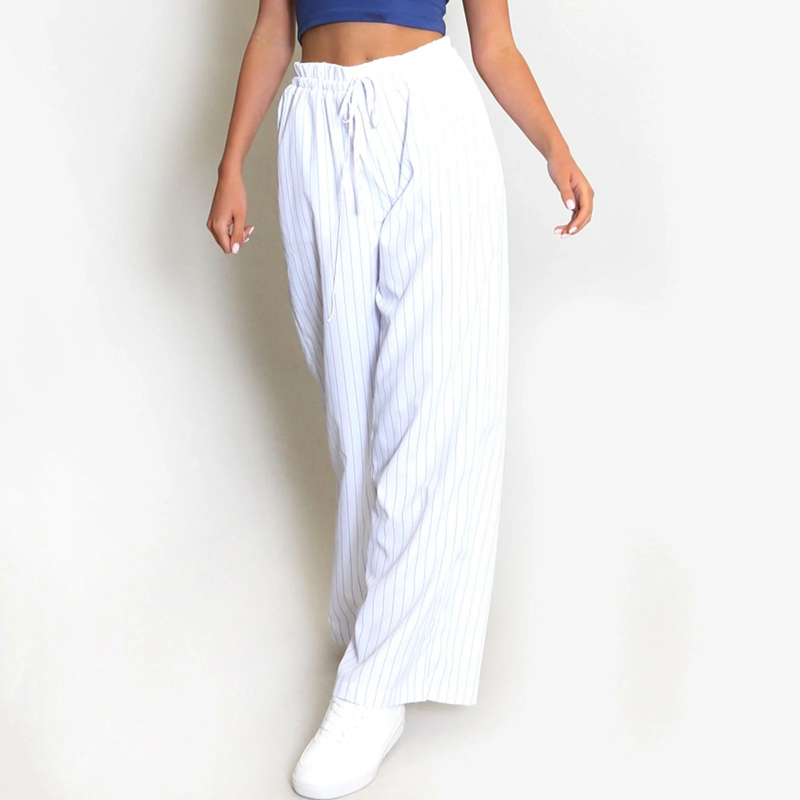 Ladies Pants – Wide Legs – Breathable Material – Drawstring Waist – With Pockets - Image 3