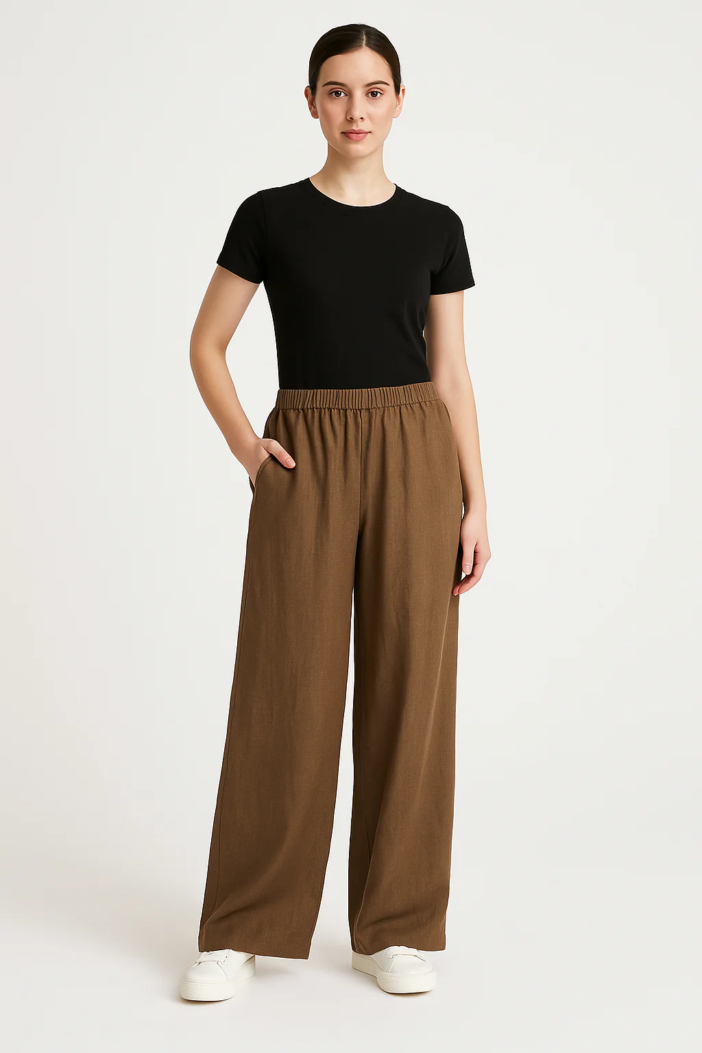 Women's Pants – Wide Legs – Breathable Material – Elastic Waist – Relaxed Fit - Image 4