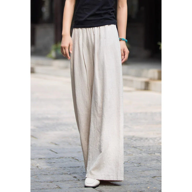 Women's Pants – Wide Legs – Breathable Material – Elastic Waist – Relaxed Fit - Image 5