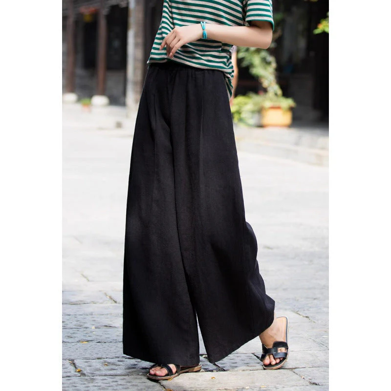 Women's Pants – Wide Legs – Breathable Material – Elastic Waist – Relaxed Fit - Image 6