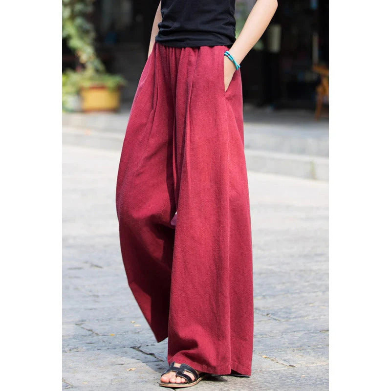 Women's Pants – Wide Legs – Breathable Material – Elastic Waist – Relaxed Fit - Image 7