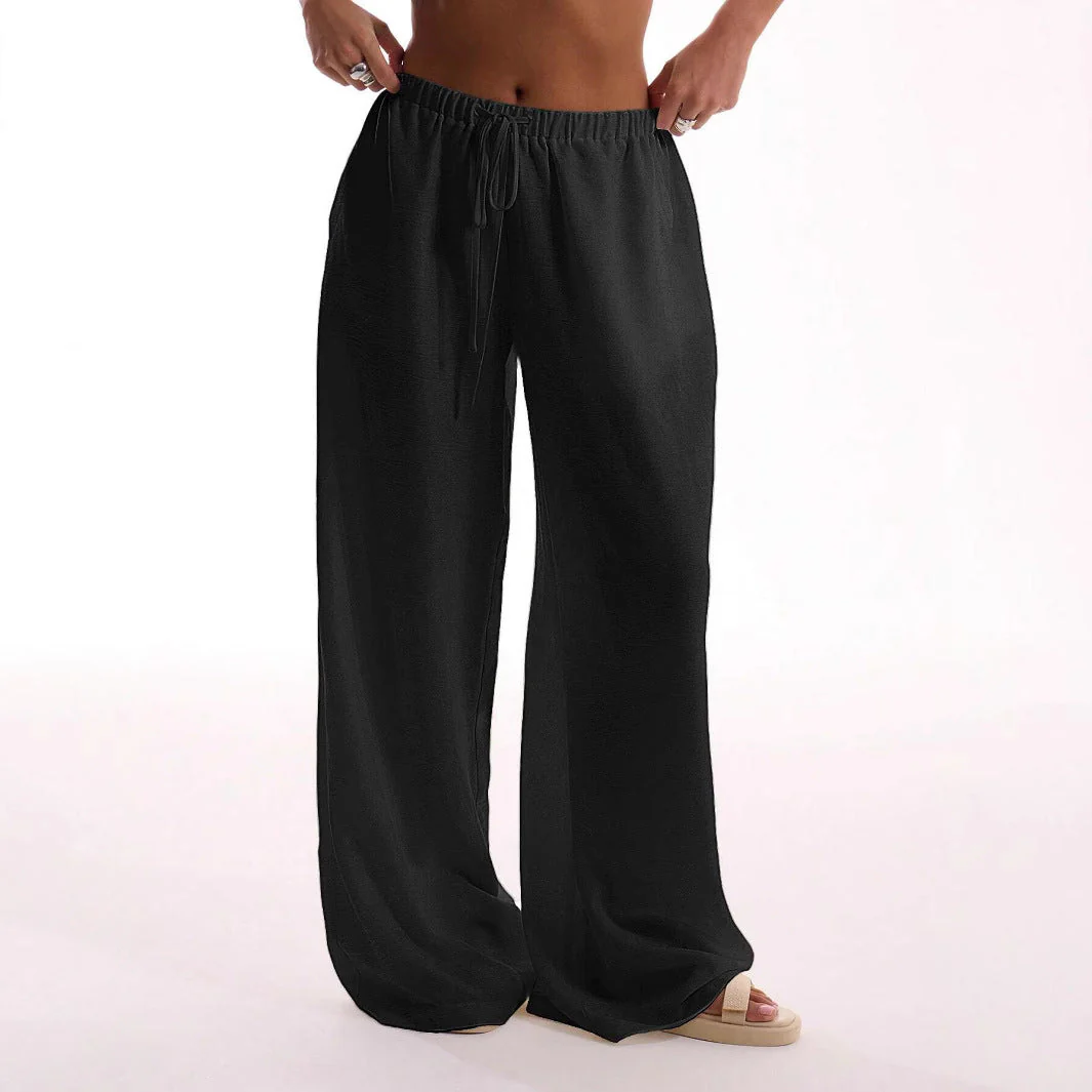 Women's Pants – Wide Legs – Breathable Material – Elastic Waist – Relaxed Fit - Image 2