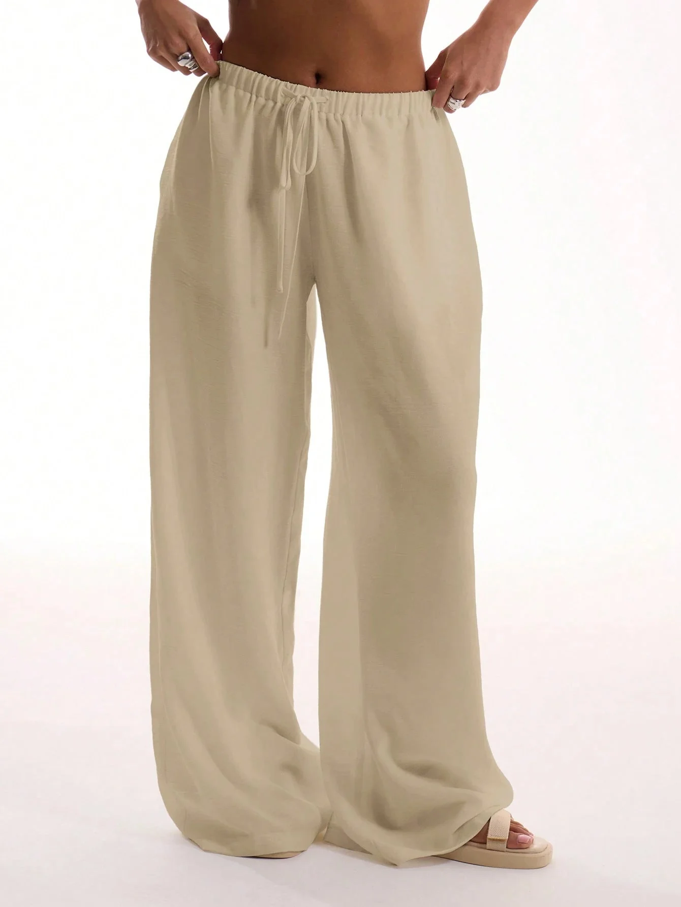 Women's Pants – Wide Legs – Breathable Material – Elastic Waist – Relaxed Fit - Image 4