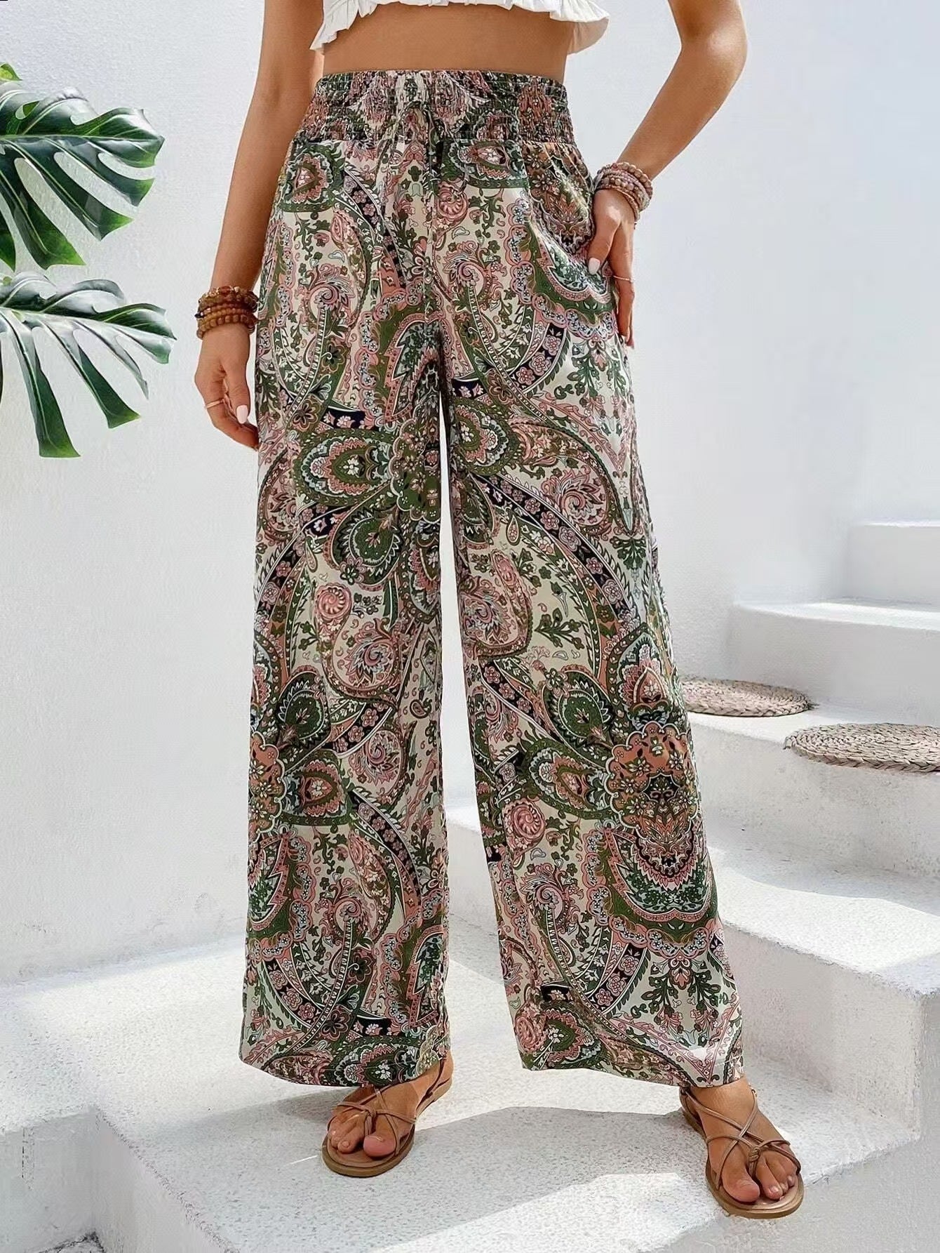 Ladies Trousers – Wide Legs – Elastic Waist – Breathable and Supple Model - Image 4