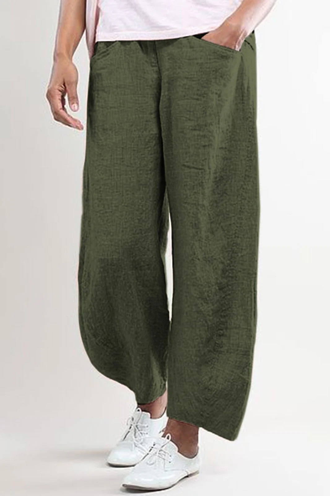 Women's Pants – Wide Legs – Loose Fit – Naturally Breathable – With Pockets - Image 3
