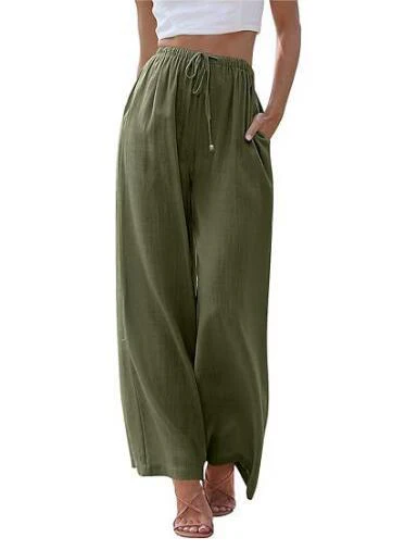 Ladies Trousers – Wide Legs – Relaxed Fit – Breathable – Drawstring Waist – Pockets - Image 3