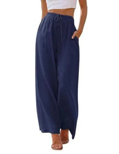 Ladies Trousers – Wide Legs – Relaxed Fit – Breathable – Drawstring Waist – Pockets - Image 4