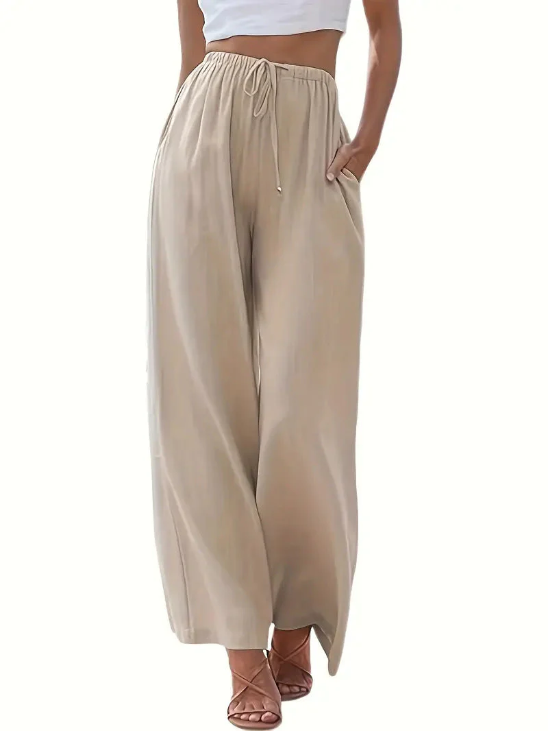 Ladies Trousers – Wide Legs – Relaxed Fit – Breathable – Drawstring Waist – Pockets - Image 8