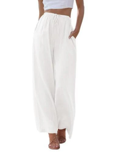 Ladies Trousers – Wide Legs – Relaxed Fit – Breathable – Drawstring Waist – Pockets - Image 9