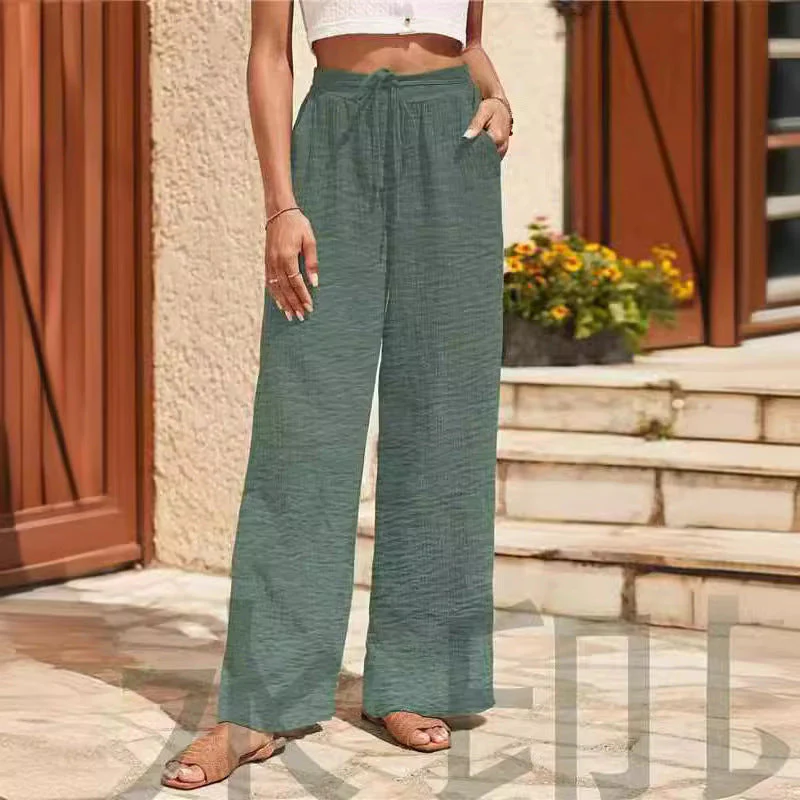 Women's Pants – Wide Legs – Relaxed Fit – Elastic Waist – Breathable Comfort - Image 2