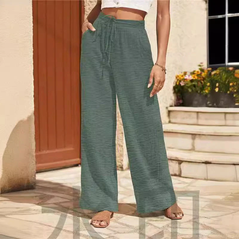 Women's Pants – Wide Legs – Relaxed Fit – Elastic Waist – Breathable Comfort - Image 4