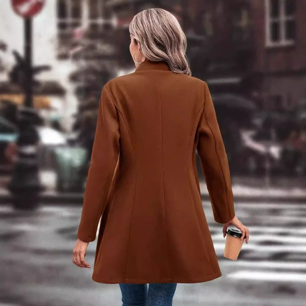 Ladies Cardigan Coat – Tailored Fit – Wool Look – Single-Breasted Closure - Image 4