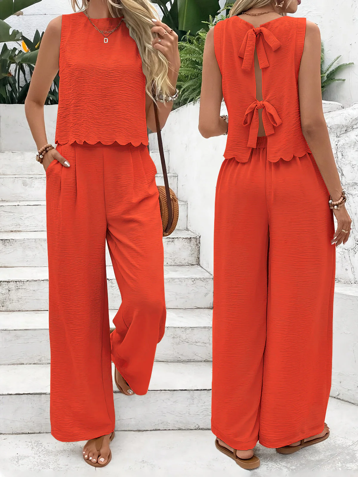 Women's Co-ord Set – Breathable Fabric – Wide Legs – Sleeveless Top – Relaxed Fit - Image 7