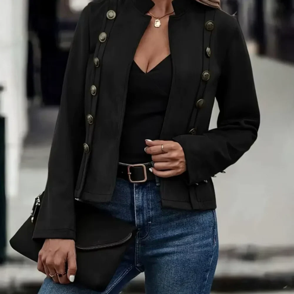 Women's Blazer – Suede Look – Fitted Model – Asymmetrical Button Closure - Image 3