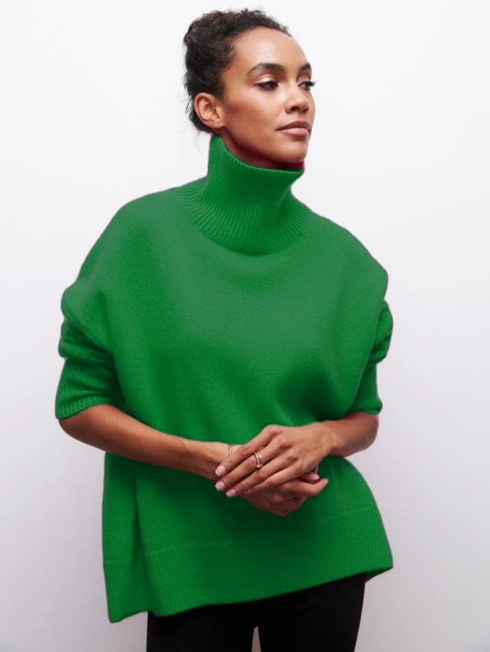 Women's Turtleneck – Oversized Fit – Soft Knit – Ribbed Edges - Image 2