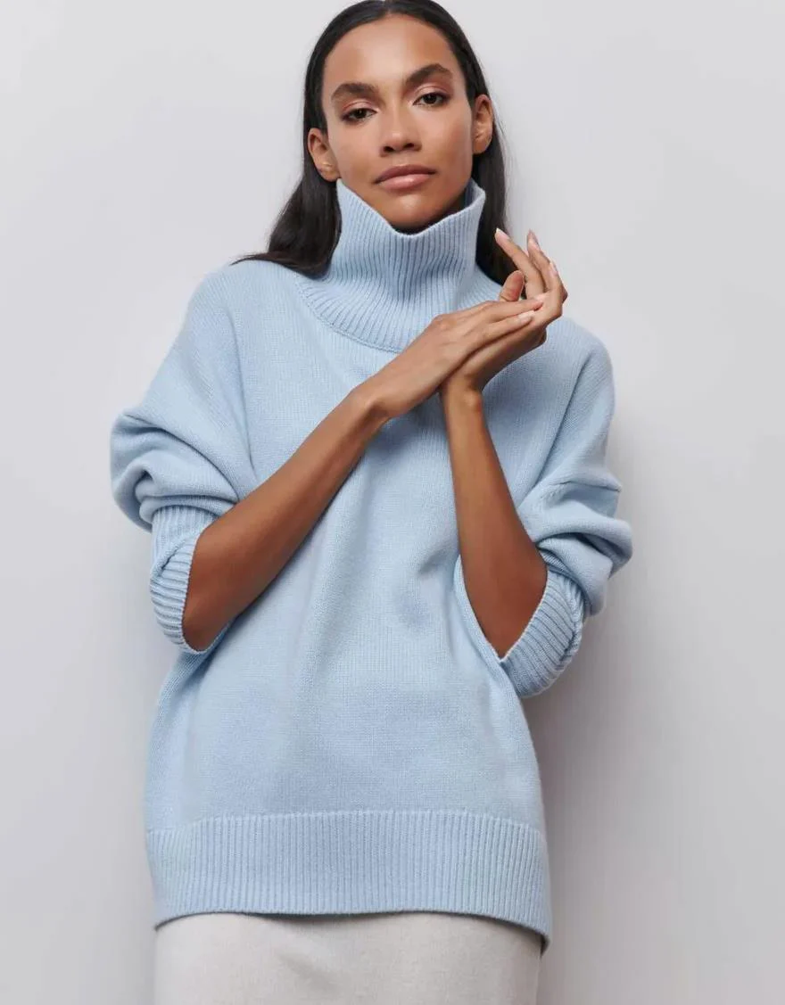 Women's Turtleneck – Oversized Fit – Soft Knit – Ribbed Edges - Image 4