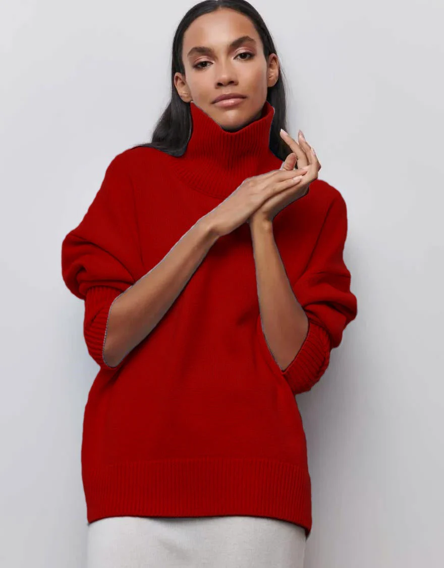 Women's Turtleneck – Oversized Fit – Soft Knit – Ribbed Edges - Image 5