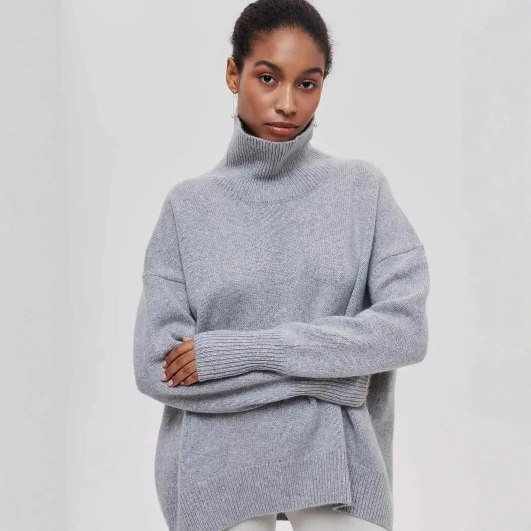 Women's Turtleneck – Oversized Fit – Soft Knit – Ribbed Edges - Image 6