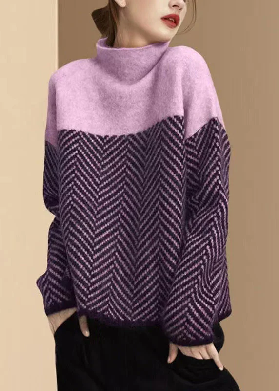 Ladies Turtleneck – Relaxed Fit – Knitted – Herringbone Texture – Ribbed Edges - Image 2