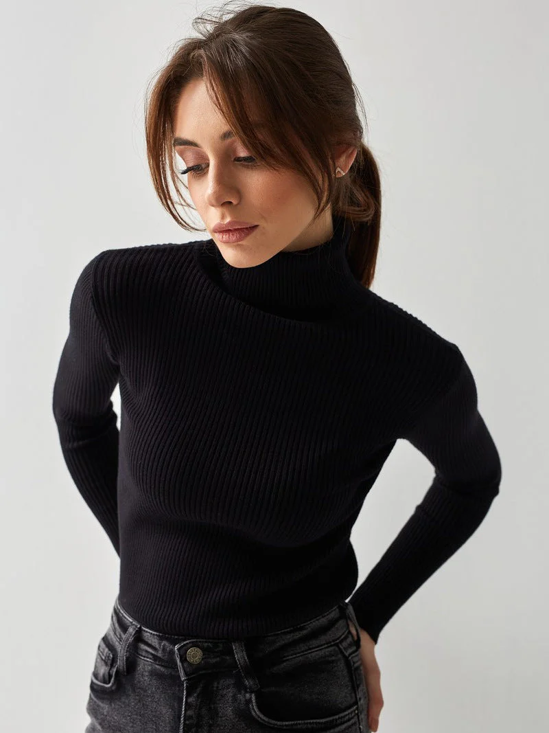 Ladies Turtleneck – Slim Fit – Ribbed Knit – Long Sleeves – Elastic Comfort - Image 3