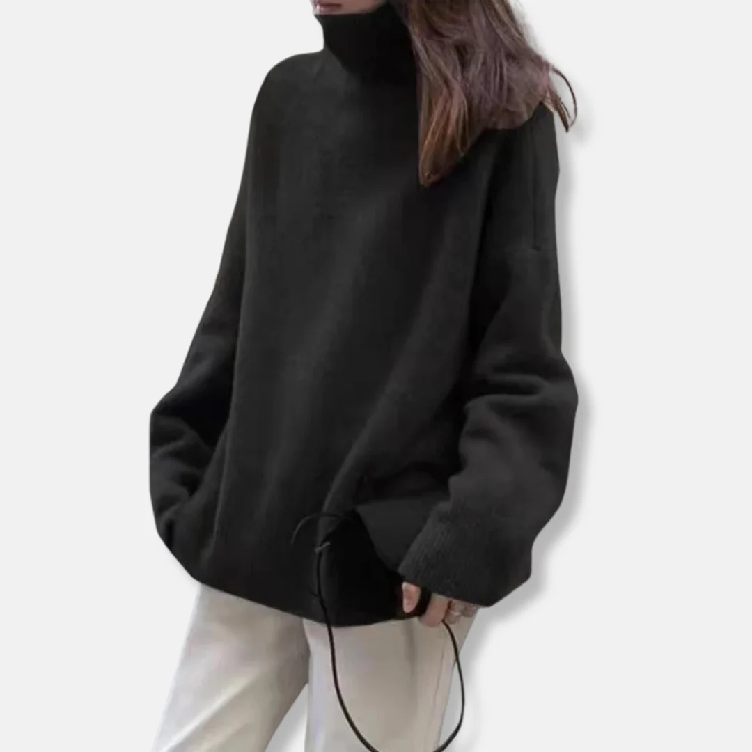 Women's Turtleneck – Wool Blend – Relaxed Fit – Ribbed Cuffs – Hip Length - Image 4