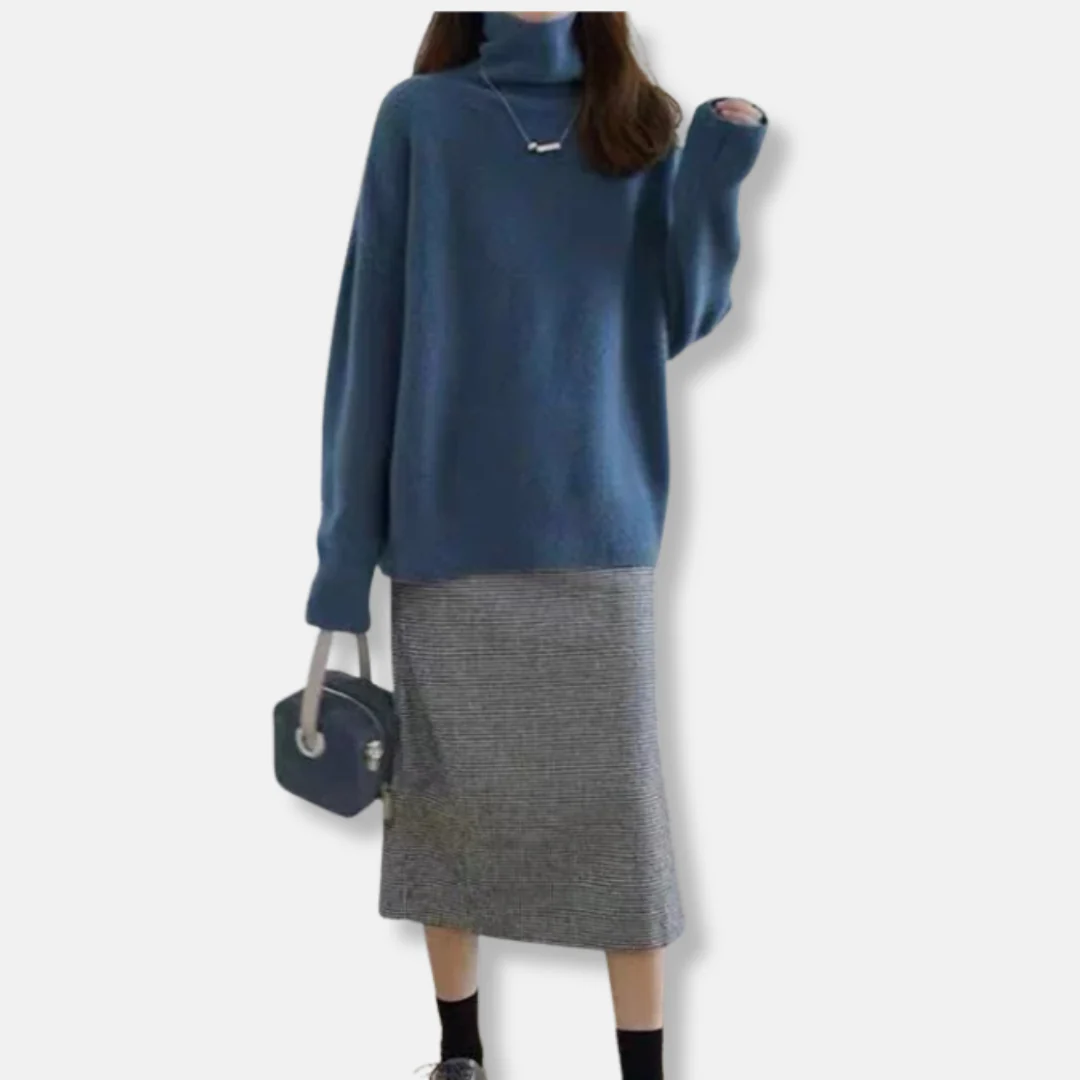 Women's Turtleneck – Wool Blend – Relaxed Fit – Ribbed Cuffs – Hip Length - Image 5