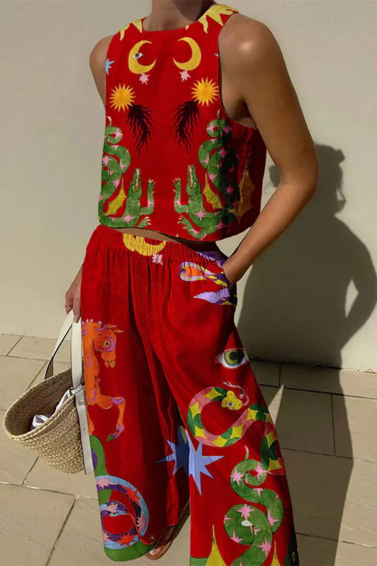 Women's Crop Top – Sleeveless – Relaxed Fit – Natural Fabrics – Bold Print Design - Image 5