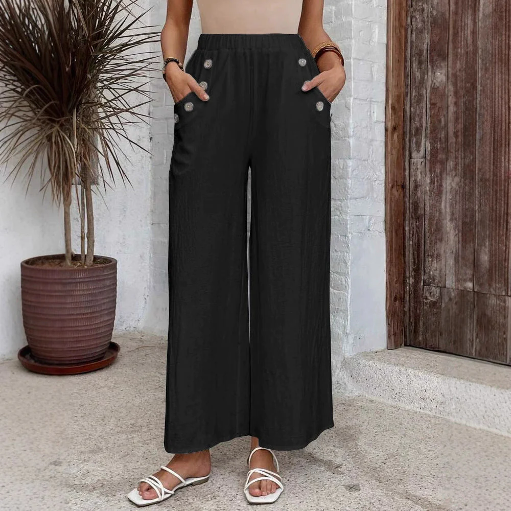 Women's Cropped Pants – Wide Legs – Elastic Waist – Breathable Casual Fit - Image 2