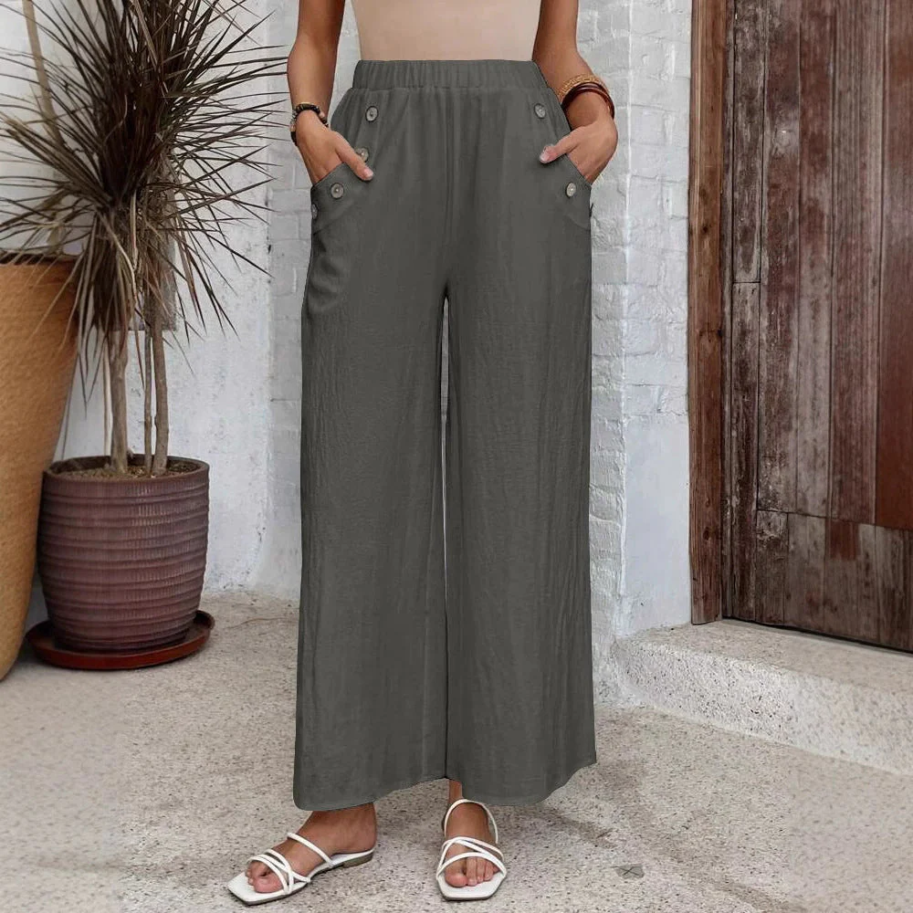 Women's Cropped Pants – Wide Legs – Elastic Waist – Breathable Casual Fit - Image 4
