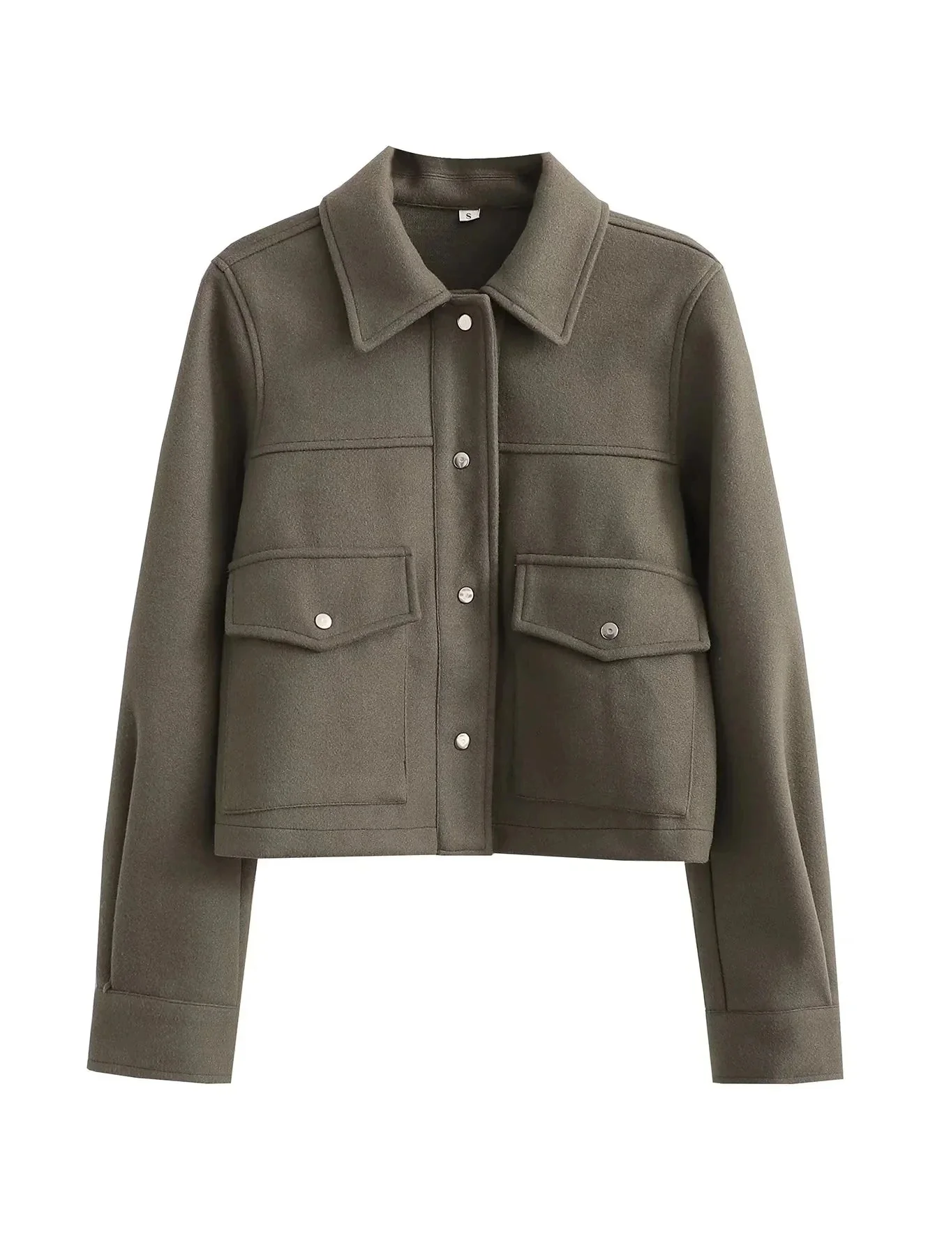 Women's Cropped Jacket – Woolblend – Tailored Fit – Utility Style – Button Closure - Image 2