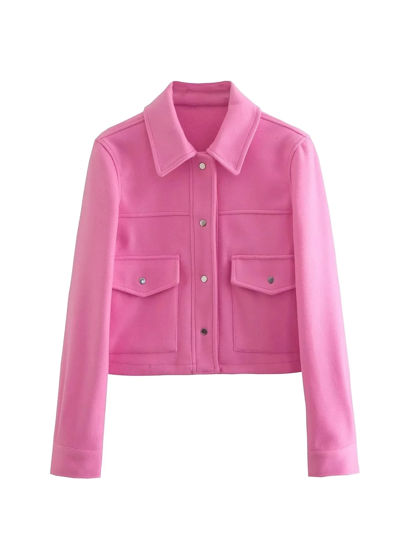 Women's Cropped Jacket – Woolblend – Tailored Fit – Utility Style – Button Closure - Image 3