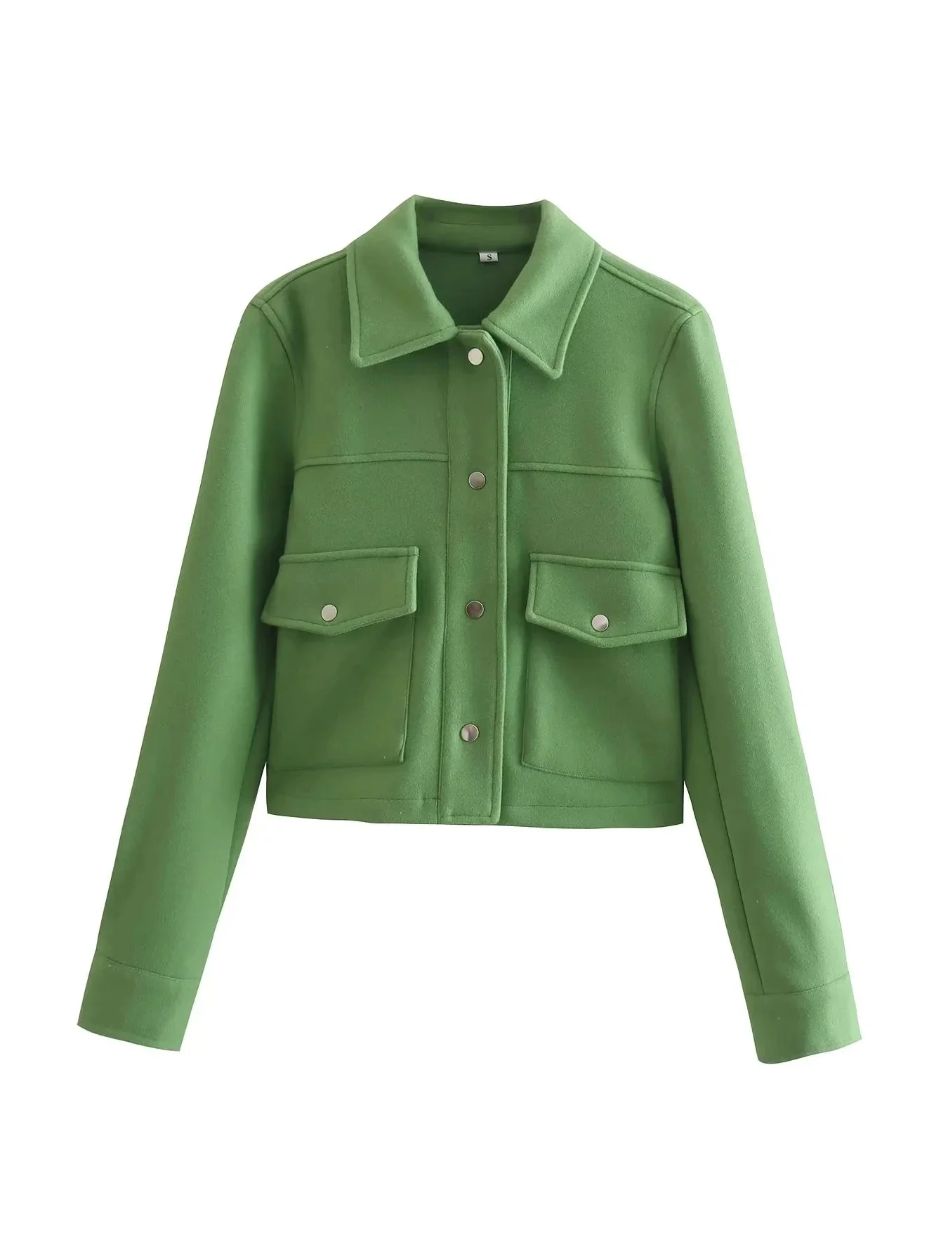 Women's Cropped Jacket – Woolblend – Tailored Fit – Utility Style – Button Closure - Image 4