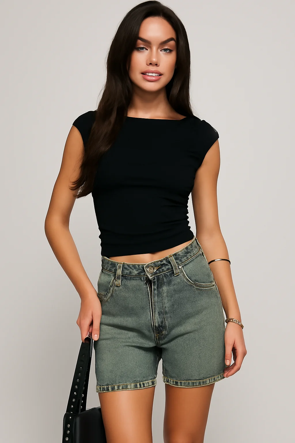 Women's Denim Shorts – Relaxed Fit – Mid-Rise – Five Pockets – Casual Style - Image 3